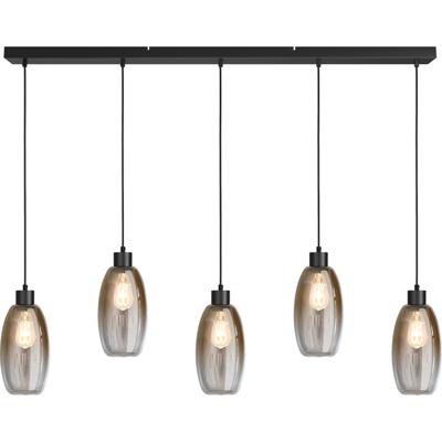 Masterlight Glazen hanglampOlive 5x Ø 15cm - zwart - 2431-05-130-5-02-15