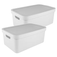 Sunware opbergbox Sigma Home met deksel - 2x - kunststof - 45 liter - wit