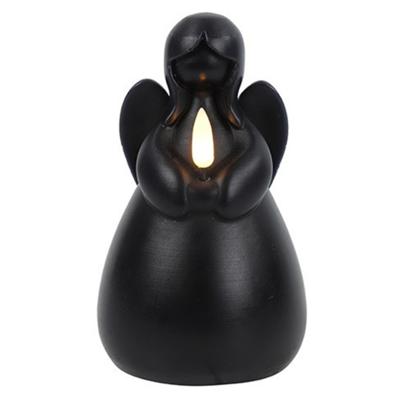 Countryfield LED kaars engel - zwart - H14,5 cm - wax kaars op batterijen - kerst thema