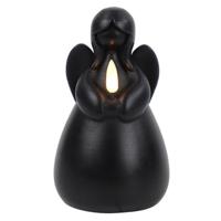 Countryfield LED kaars engel - zwart - H14,5 cm - wax kaars op batterijen - kerst thema