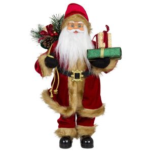 Kerstman beeld - H45 cm - rood - staand - kerstpop   -