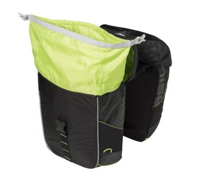 Basil miles double bag - waterdichte dubbele fietstas, unisex, sportief, zwart-limoen