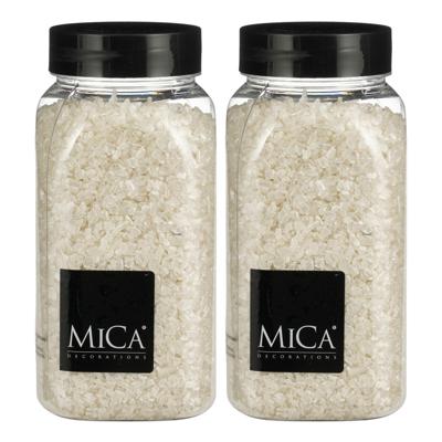 Mica Decorations decoratie stenen / granulaat - 2x - 650 ml - 2-4 mm - mat wit