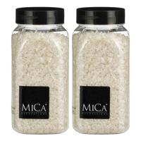 Mica Decorations decoratie stenen / granulaat - 2x - 650 ml - 2-4 mm - mat wit