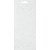 Stickers, bladeren, vel 10x23 cm, wit, 1 vel