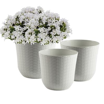 PlasticForte Plantenpot - ivoor wit - D32,3xH30,5 cm - rotan kunststof - bloempot