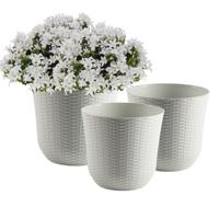 PlasticForte Plantenpot - ivoor wit - D32,3xH30,5 cm - rotan kunststof - bloempot