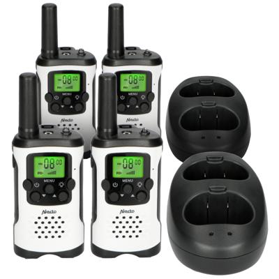 Alecto FR-175 QUADSET - Set van 4 walkie talkies - tot 7 kilometer bereik, wit/zwart