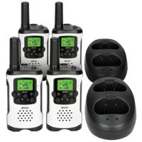 Alecto FR-175 QUADSET - Set van 4 walkie talkies - tot 7 kilometer bereik, wit/zwart