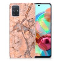 Samsung Galaxy A71 TPU Siliconen Hoesje Marmer Oranje