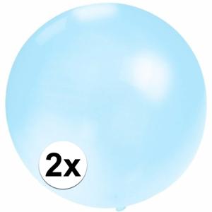 Grote ballonnen 60 cm - 2x stuks - lichtblauw - Feestartikelen/versiering - verjaardag