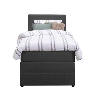 Boxspring met opbergruimte Liv geblokt - antraciet - 90x200 cm - Leen Bakker