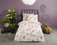 Good Morning Ledikant babydekbedovertrek "eenhoorn en regenboog" - Multi - (100x135 cm) - Katoen