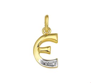 TFT Bedel Letter E Diamant 0.005 Ct. Goud
