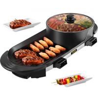 VEVOR 2 in 1 Bbq Grill Hete Pot 2200W Multifunctionele Elektrische Grill Hot Pot 67 x 28 x 17 cm Grill Indoor Hot Pot Gemaakt van Aluminium Roestvrij