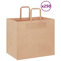 VidaXL Papieren zakken 250 st met hengsels 32x22x28 cm bruin
