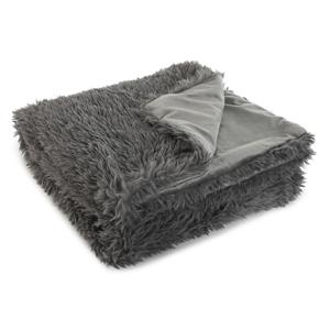 Vachtdeken Fleece deken/plaid - donkergrijs - polyester - 130 x 170 cm - Fluffy stof