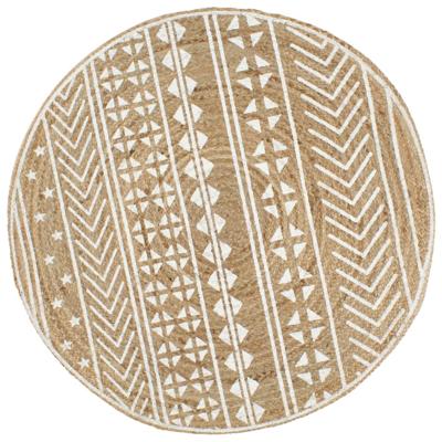 VidaXL Vloerkleed handgemaakt met witte print 150 cm jute