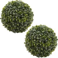 2x stuks buxus bol kunstplanten - D26 cm - groen - kunststof