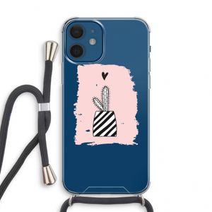 Zwart-wit cactus: iPhone 12 mini Transparant Hoesje met koord