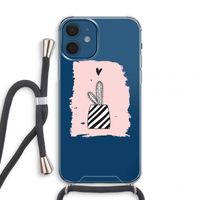 Zwart-wit cactus: iPhone 12 mini Transparant Hoesje met koord