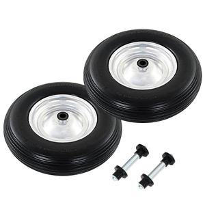 VidaXL Kruiwagenwielen met assen 4,00-8 390 mm massief pu 2 st