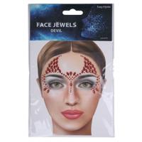 Face Jewels Duivel - rood - make-up steentjes - Halloween - glitters