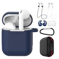 7 STKS draadloze koptelefoon schokbestendig silicone beschermhoes voor Apple AirPods 1/2 (wit blauw)