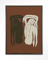 Urban Cotton Wandkleed 'Bound Together' 145 x 190cm in Floating Frame - black