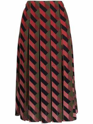 Ferragamo jupe plissée à imprimé géométrique - Rouge