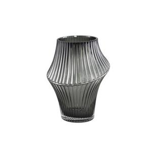 PTMD Yulaa Grey solid glass vase oblique shape L