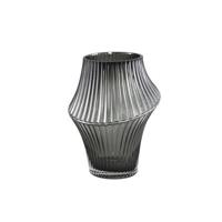 PTMD Yulaa Grey solid glass vase oblique shape L