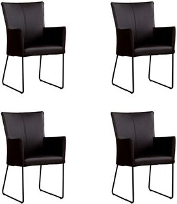 Set van 4 Donkerbruine leren industriële eetkamerstoelen Mate - Rancho Leer Moro (donkerbruin leer)