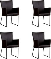 Set van 4 Donkerbruine leren industriële eetkamerstoelen Mate - Rancho Leer Moro (donkerbruin leer)