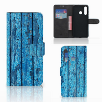 Huawei Nova 4 Book Style Case Wood Blue - thumbnail