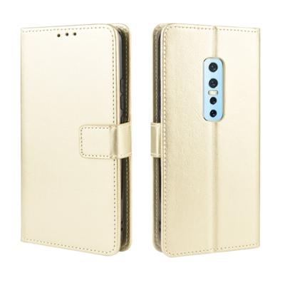 Voor vivo V17 Pro retro Crazy Horse textuur horizontale Flip leergeval met houder & kaartsleuven & fotolijstjes (goud)