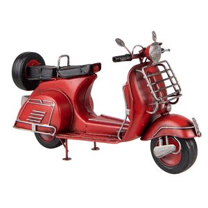 Clayre & Eef Decoratie Miniatuur Scooter 30x11x17 cm Rood Ijzer Miniatuur scooter Rood Miniatuur scooter