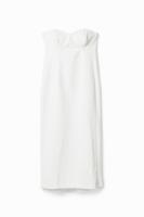 Slim fit midi-spijkerjurk - WHITE - M