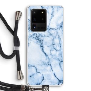 Blauw marmer: Samsung Galaxy S20 Ultra Transparant Hoesje met koord