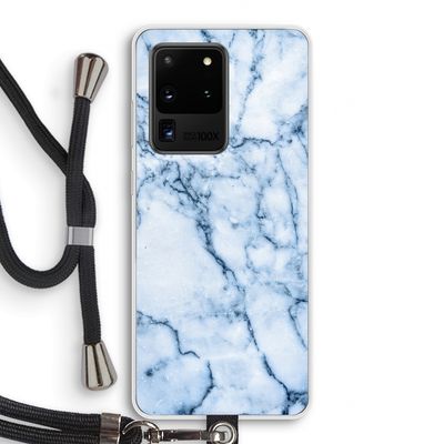 Blauw marmer: Samsung Galaxy S20 Ultra Transparant Hoesje met koord