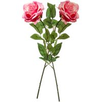 2x Roze rozen Marleen bloemen kunsttakken 63 cm - Kunstbloemen - thumbnail