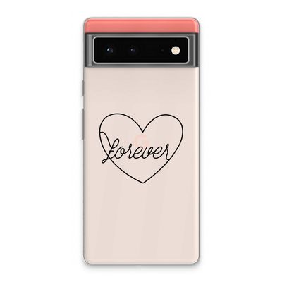 Forever heart black: Google Pixel 6 Transparant Hoesje