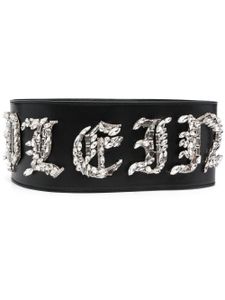 Philipp Plein ceinture en cuir à plaque logo - Noir