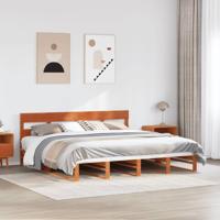 Bedframe zonder matras massief grenenhout wasbruin 200x200 cm