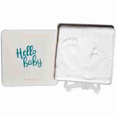 Baby Art Magic Box Square - Babyhand- en voetafdrukset in metalen doos, geboorte- of doopcadeau, essentieel