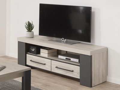 Tv-meubel HERA 2 lades strandeik/rotsgrijs Tv-meubel HERA 2 lades strandeik/rotsgrijs