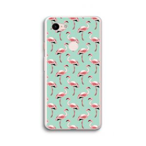 Flamingoprint groen: Google Pixel 3 XL Transparant Hoesje