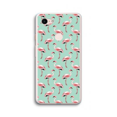 Flamingoprint groen: Google Pixel 3 XL Transparant Hoesje