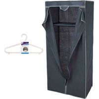 Mobiele opvouwbare kledingkast grijs 75 x 160 cm met 12x kledinghangers wit
