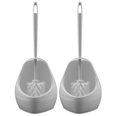 Sorex Wc/toiletborstel en houder - 2x stuks - toiletgarnituur - wit - kunststof - druppelvorm - 35 c